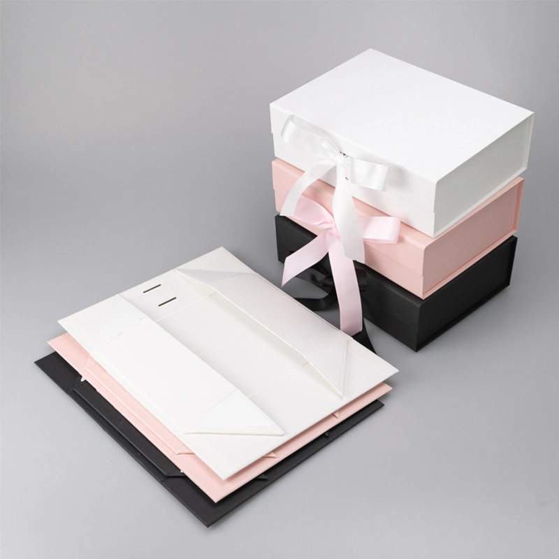 Rigid Cardboard Packaging Magnetic Closure Black Book Shape Style Satin Gift Boxes