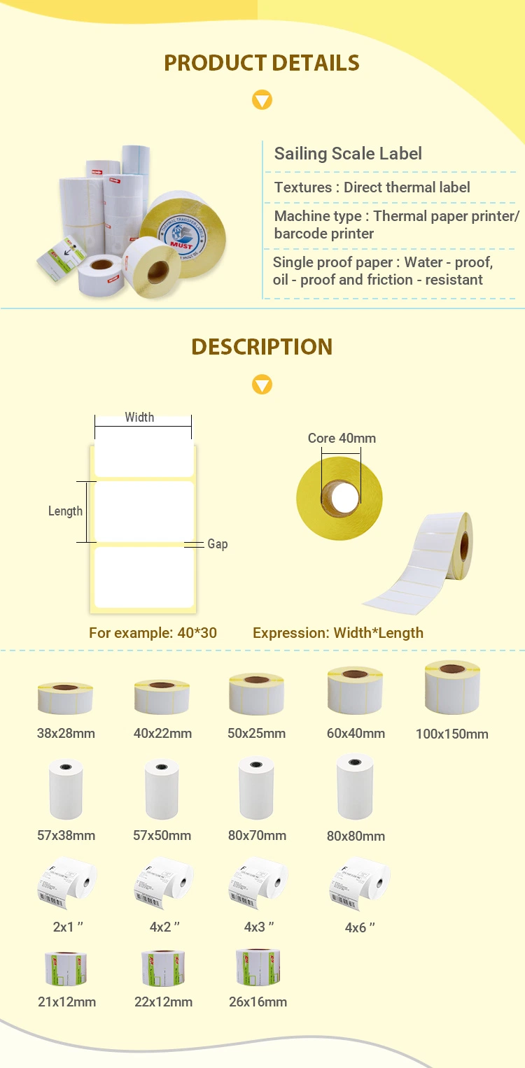 Customized A6 Blank Waterproof Label Roll and 4X6 Thermal Label Sticker for Printer Labels