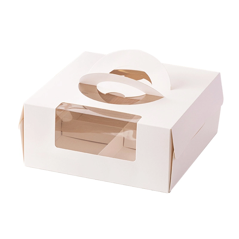 New Design Transparent Window White Cardboard Paper Drawer Type Dessert Packaging Boxes Customized Cup Cake Box