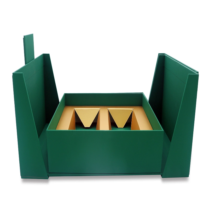 Custom Green PU Leather Premium Gift Wine Luxury Bottle Packaging Box Single Classical Single Green Gift Perfume Box