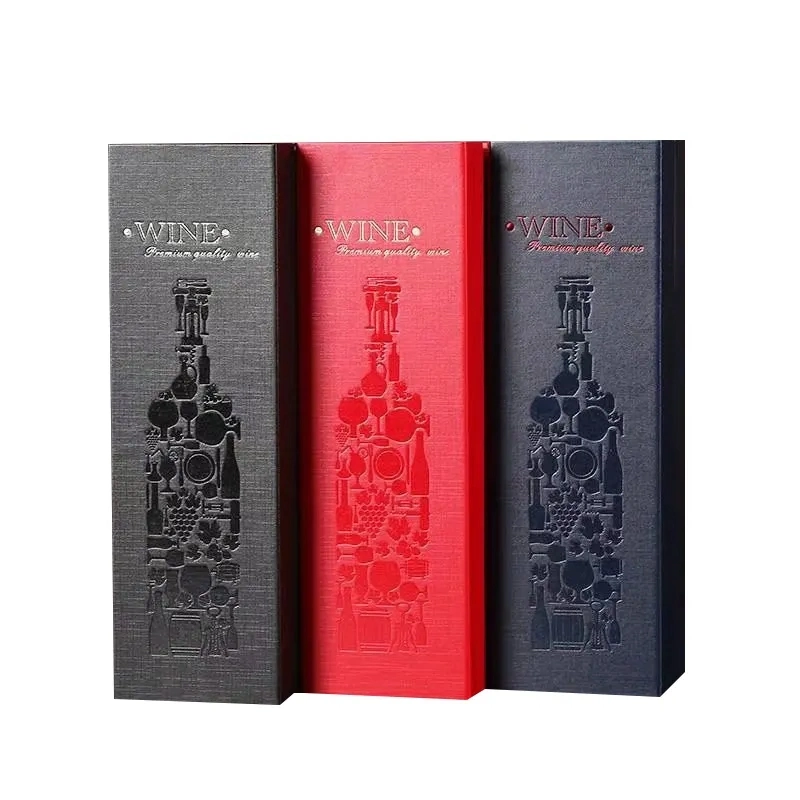 Custom Branded Luxury Rigid Paper Packaging Whiskey Single Bottle Glass Gift Wine Box