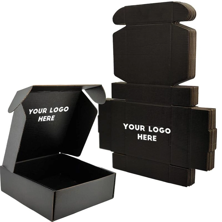 Small Corrugated Black Mailer Box Kraft, Black Mailing Packaging Box Shipping, Custom Logo Small Black Shipping Boxes