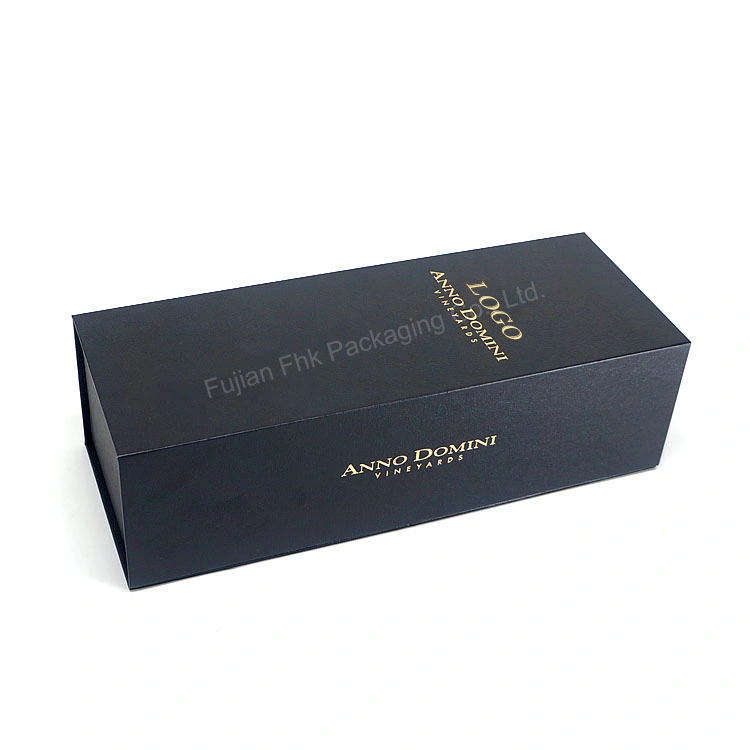 Black Wine Gift Box, Custom Logo Magnetic Boxes for Glass Bottle, Olive Oil Paperboard Packaging Box