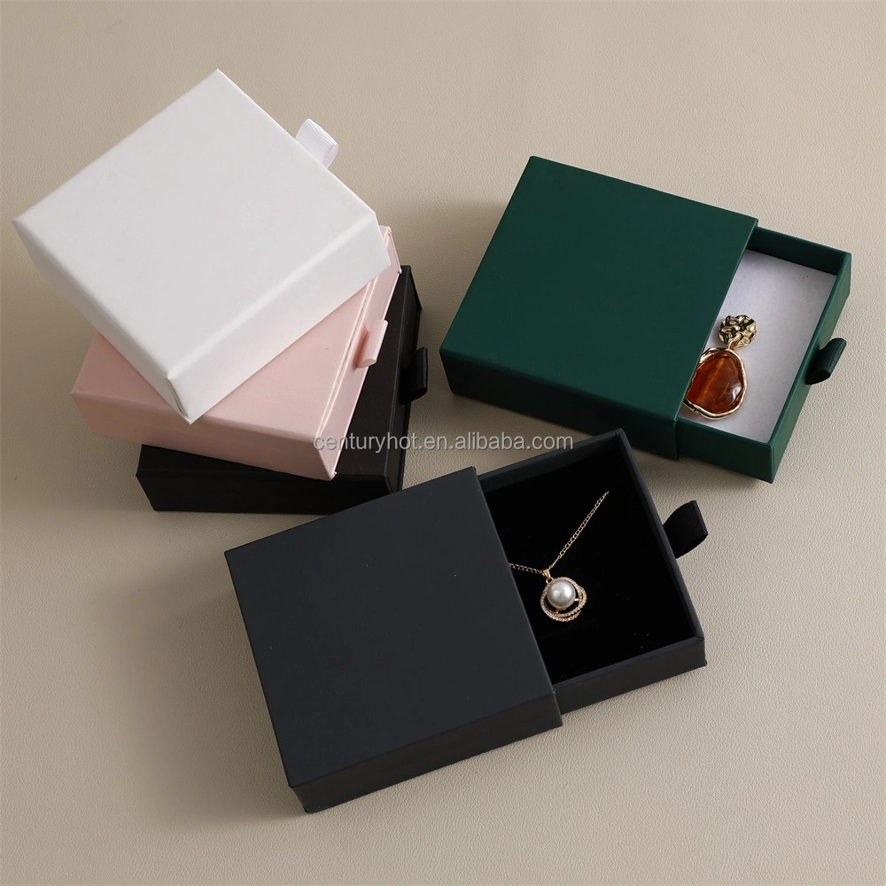 Puppysew Wholesale 9*9cm Sliding Jewelry Box Jewelry Drawer Box Cardboard Bracelet Ring Earring Necklace Jewelry Box