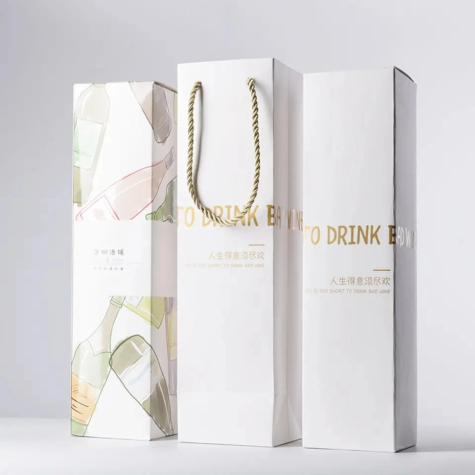 Custom Branded Luxury Rigid Paper Packaging Whiskey Single Bottle Glass Gift Wine Box