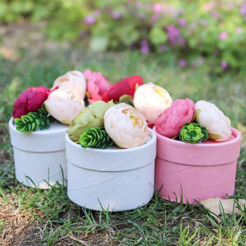 White Color Mini Round Cylinder Food Cake Paper Box for Flowers Cookie