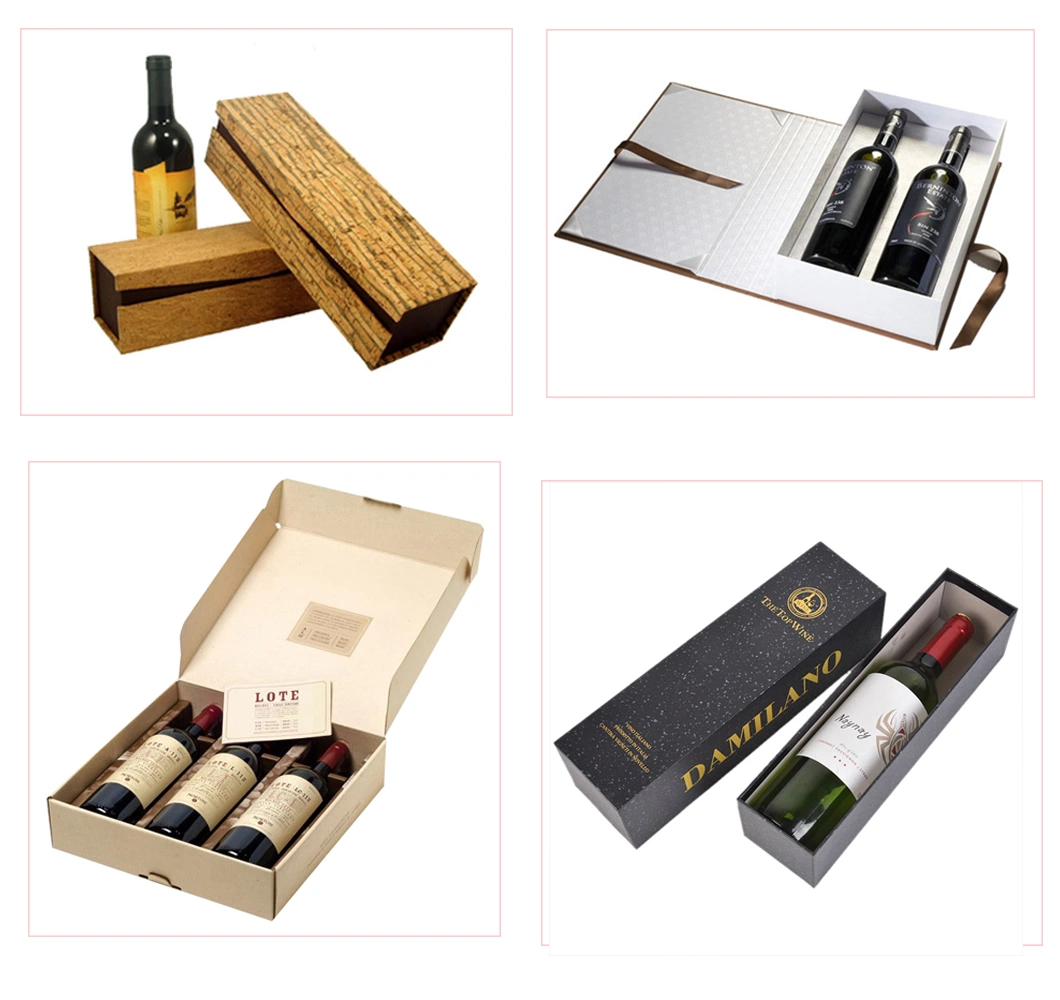 Custom Two Bottles of Wine Glass Cardboard Packaging Gift Box