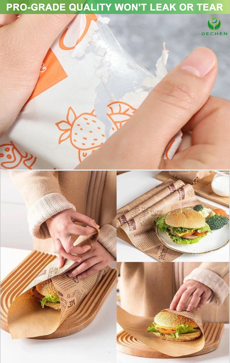 Sandwich Packag Burger Wax Eco Friendly Food Wrap Paper