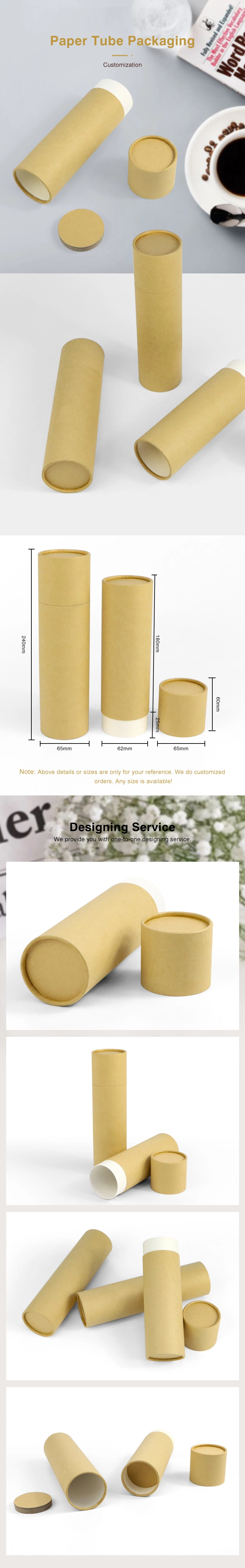 Firstsail Eco Friendly Compostable Incense Toothpaste Kraft Tube Packaging Gift Cosmetic Bottle Cylinder Paper Box for Candle Jar Umbrella