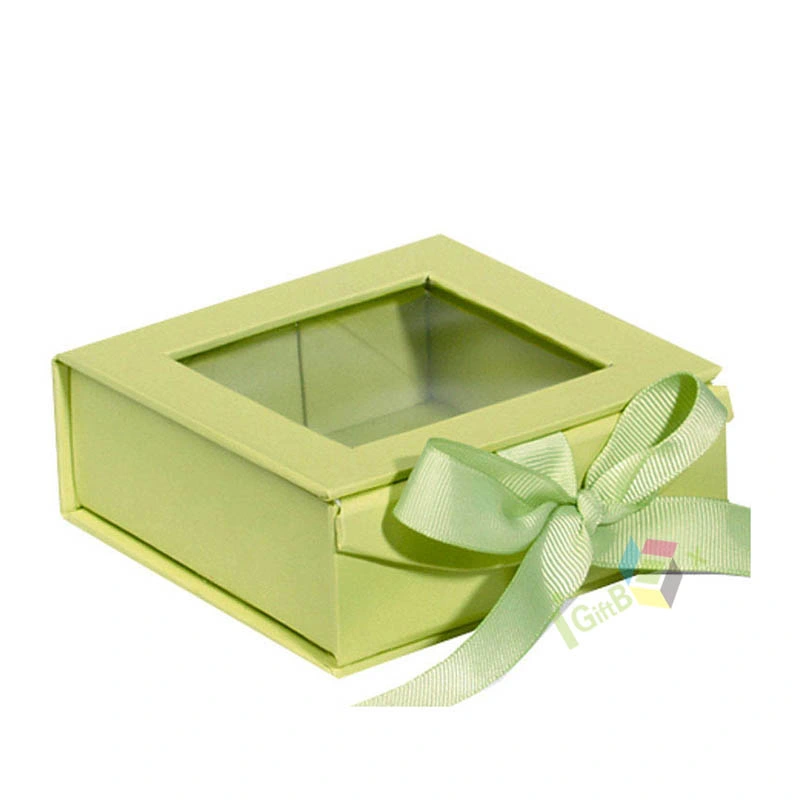 Customize Flip Top PVC Window Rigid Cardboard Magnetic Closure Custom Packaging Square Gift Box with Clear Lid