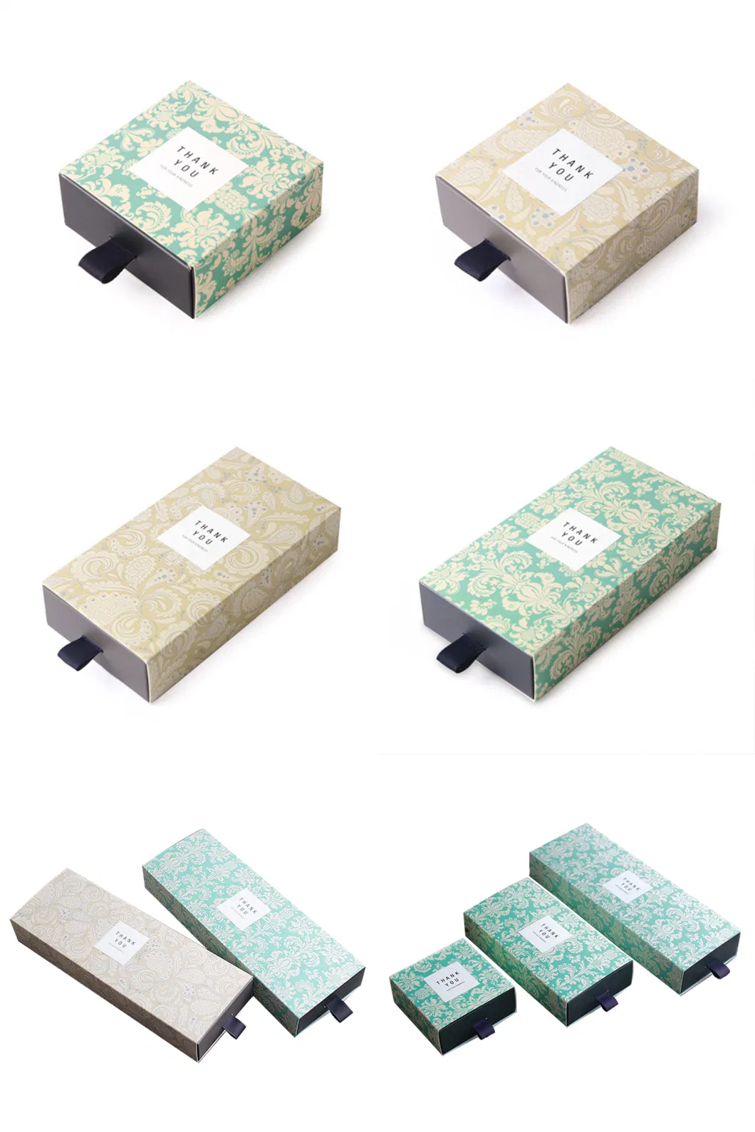 Custom Soap Packaging Eco Friendly Paper Box Small Fresh Floral Green Rectangle Small Size Biscuit Tea Drawer Gift Box