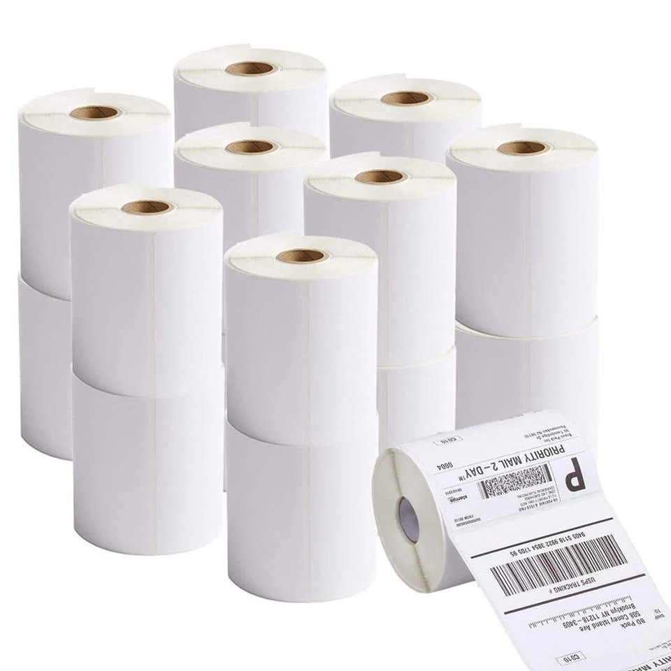 Blank Adhesive Thermal Paper Sticker Label Rolls Direct Thermal Barcode Shipping Printer Label