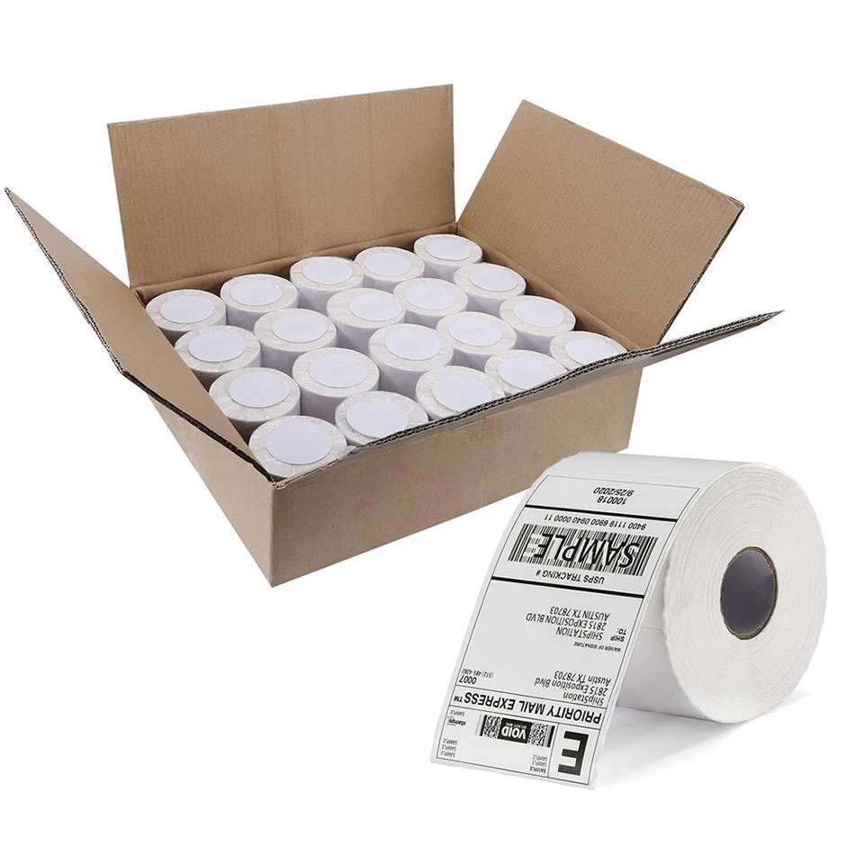 Blank Adhesive Thermal Paper Sticker Label Rolls Direct Thermal Barcode Shipping Printer Label