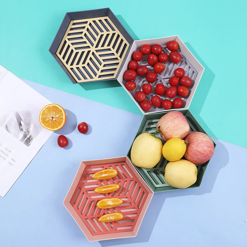 Creative Double Layer Snack Tray Fruit Drain Basket Ci22325