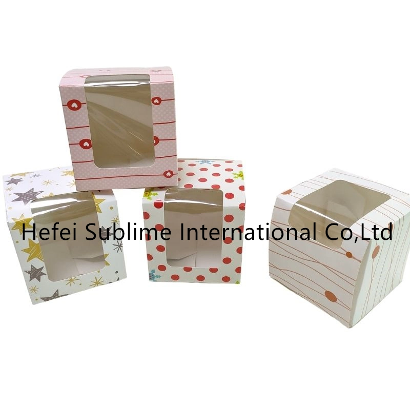 Paper Boxes with Clear Window Cake Paper Holders Handle Boxes Cake Containers Treat Boxes Gift for Party Wedding, Christmas Party