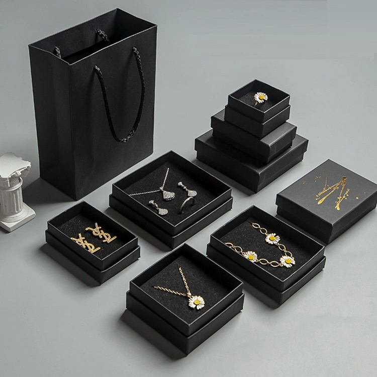 Black Gold Stamping China Wholesale Jewelry Packaging Box Earrings Bracelet Necklace Ring Bracelet Jewelry Box