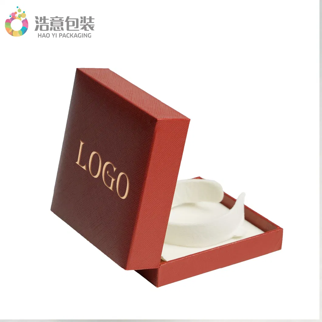 Custom Luxury Leather Bracelet Necklace Square Red Ring Gift Box for Jewelry