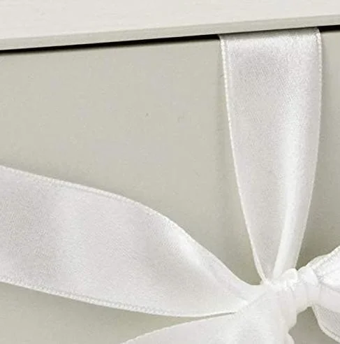 off-White Gift Box with Lid and Shredded Paper Fill for Weddings