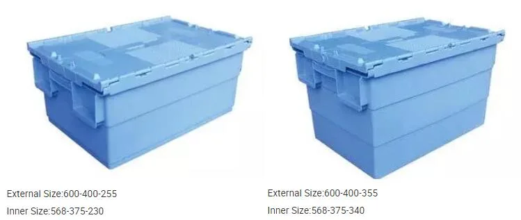 Available Stackable and Nestable Heavy Duty Moving Box Attached Lid Stacking Heavy Duty Nesting Container Crates Plastic Box