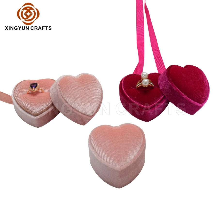 Customized Special Heart Shape Jewelry Packaging Box Popular Satin Jewel Display Storage Gift Box