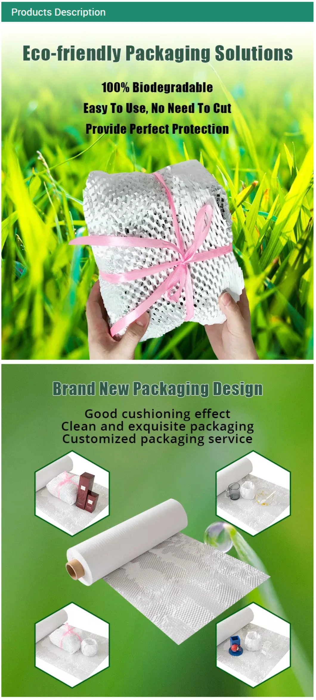 Worry-Free Brown Black White Kraft Wrapping Paper Cushion Packaging Roll Buffer Honeycomb Cushioning Wrap Paper Kraft