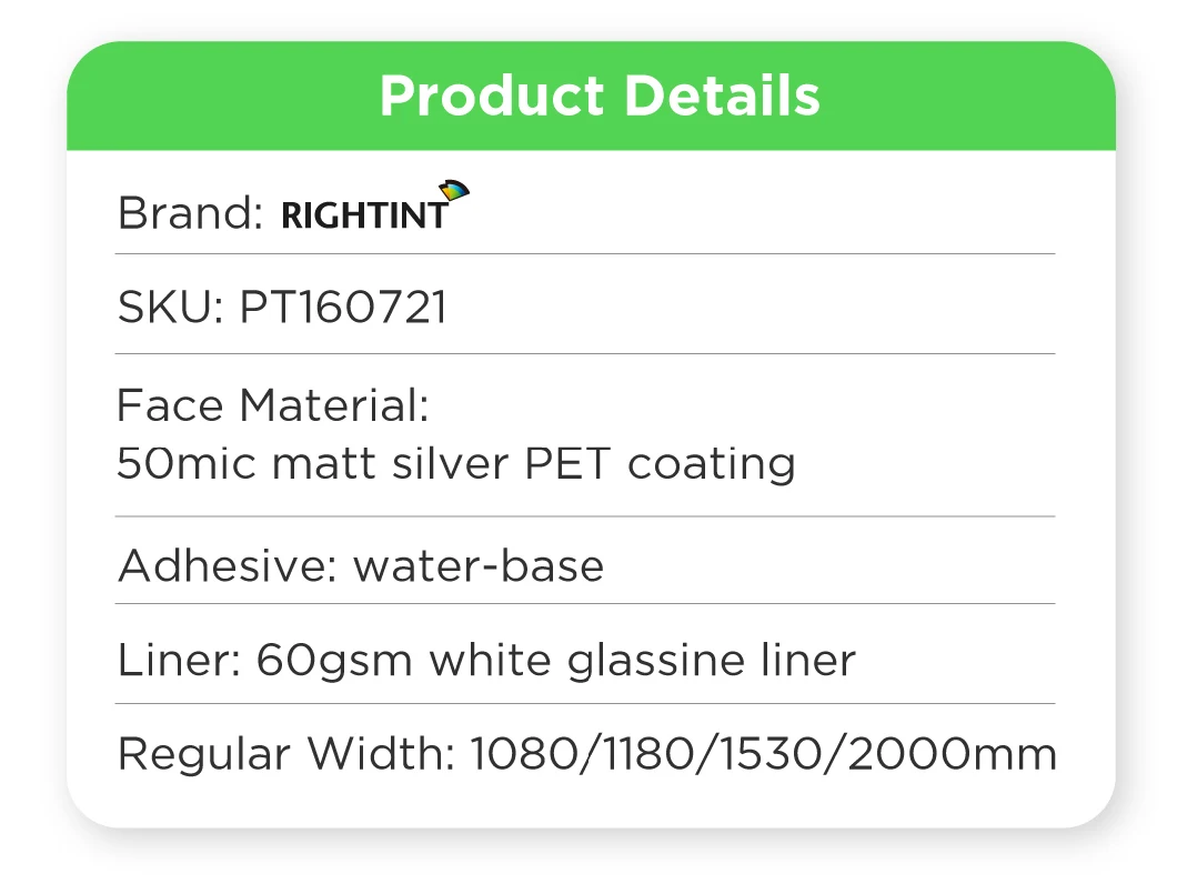 Matt silver PET coating Price Tags china wholesale economic jumbo roll