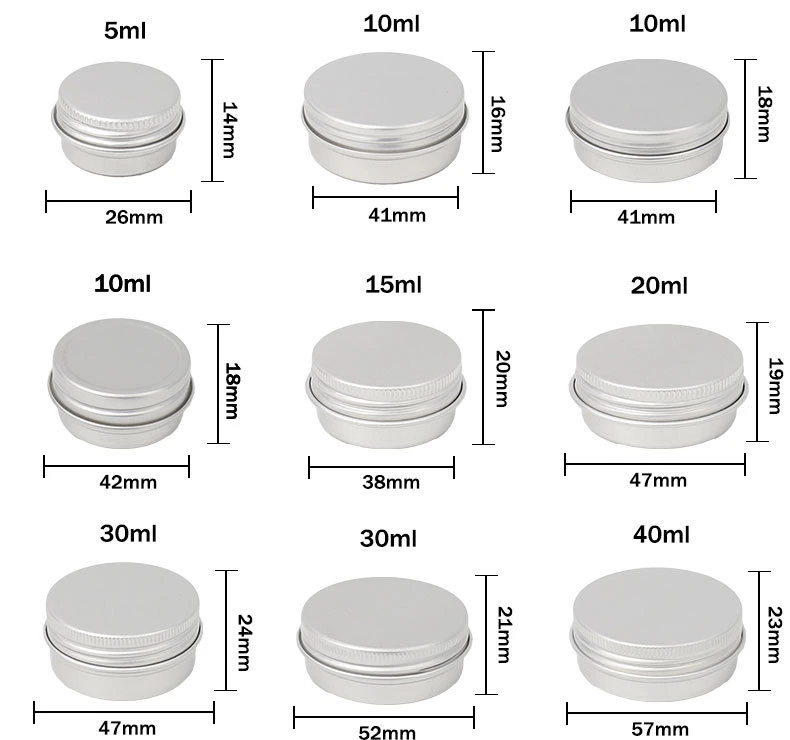 Spot Supply 5ml-400ml Small Aluminum Packaging Tin Boxes with Screw Window Lid Caps