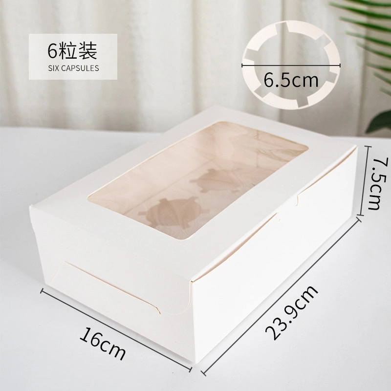 Factory Custom Cupcake Box Clear Pet Window Paper Packaging Cake Boxes