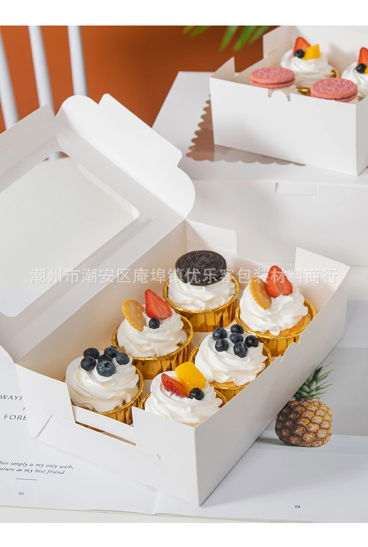 Factory Custom Cupcake Box Clear Pet Window Paper Packaging Cake Boxes