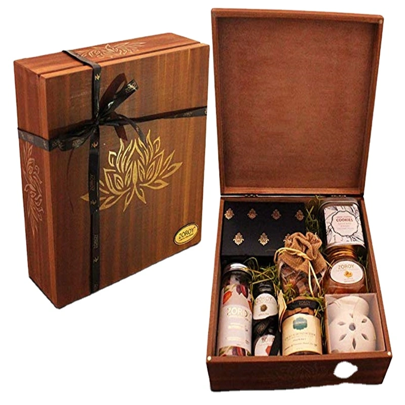 New Design Customized Logo Wine Bottle and Chocolate Wooden Packing Box