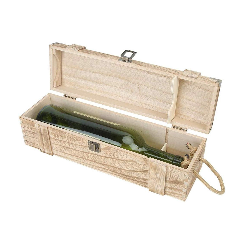 Wood/Wooden Gift Box with Rope Handle for Red Wine Packing/Storage