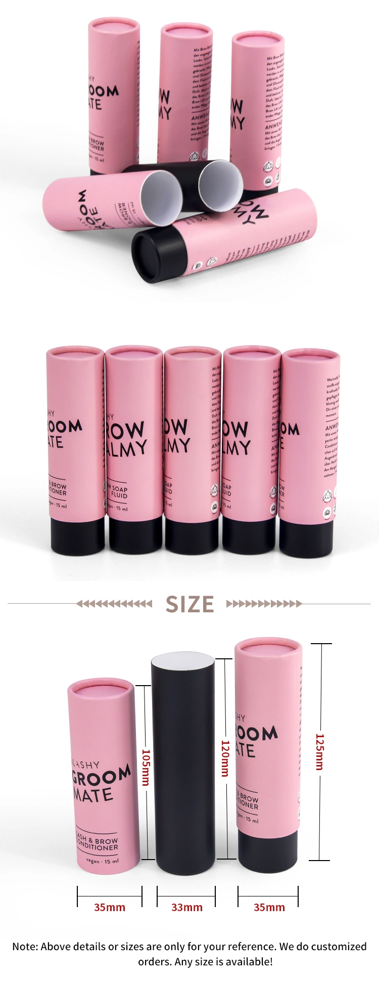 Firstsail Custom Logo Wholesale Puff Cylinder Packaging Gift Cosmetic Oil Paper Tube Boxes for Skin Care Lotion Lipgloss Deodorant