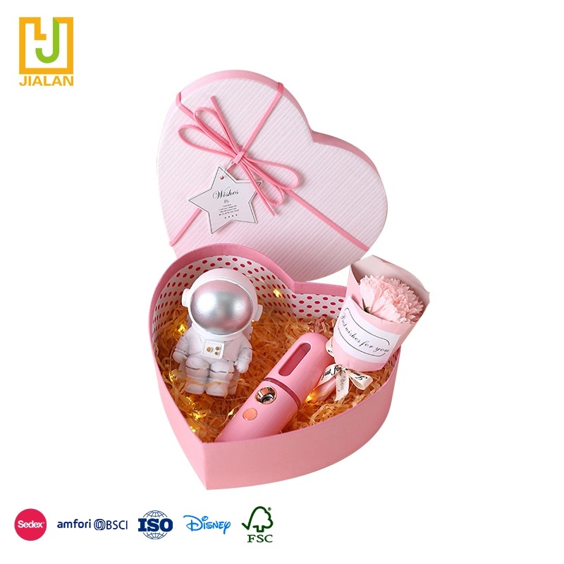 Manufacturer Customised Packaging Heart Ribbon Luxury Jewelry Packaging Gift Paper Box