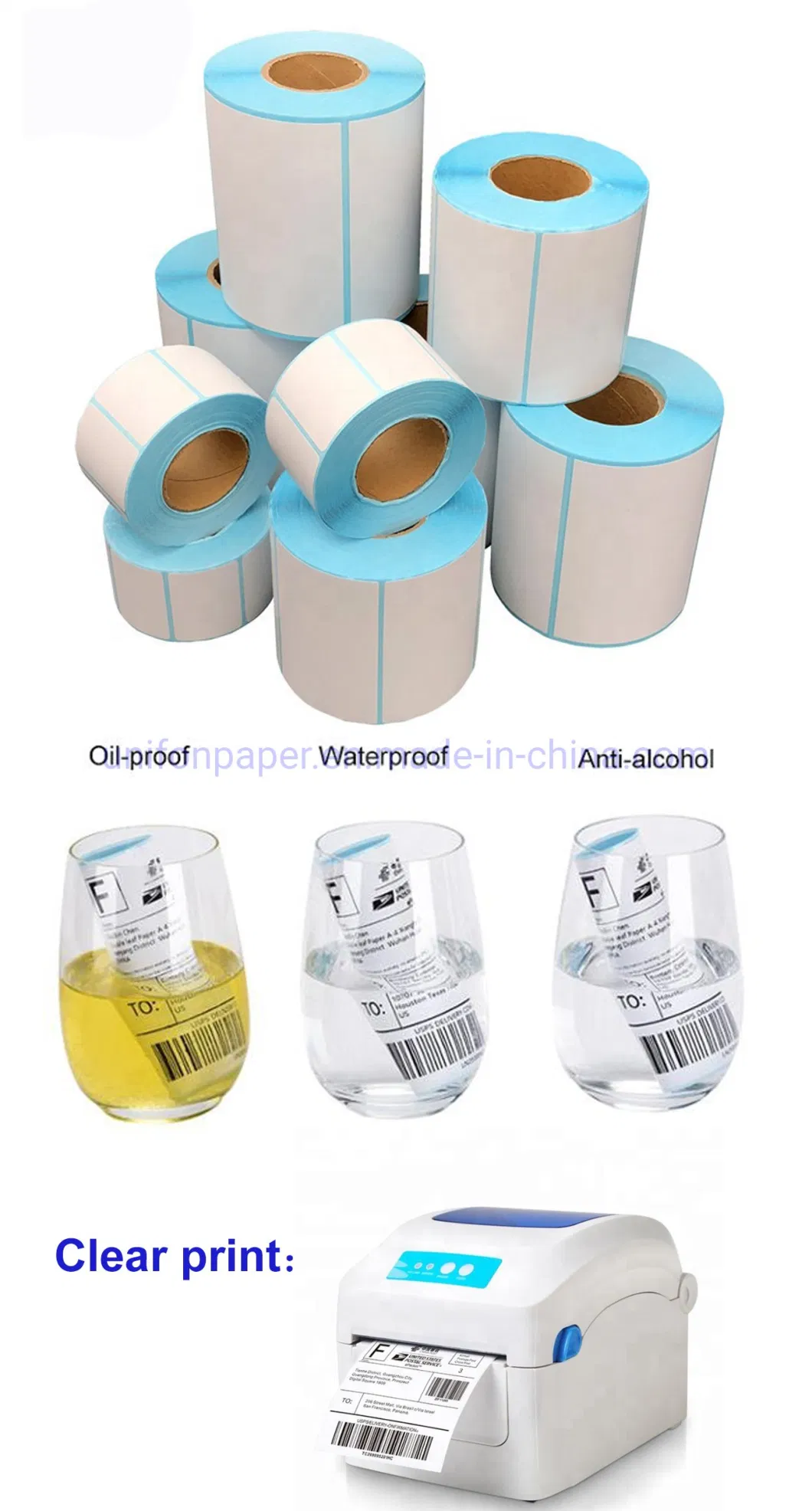 Blank Waterproof Custom Logo Direct Thermal Shipping Label Printing Barcode Label Self Adhesive Paper Label Sticker