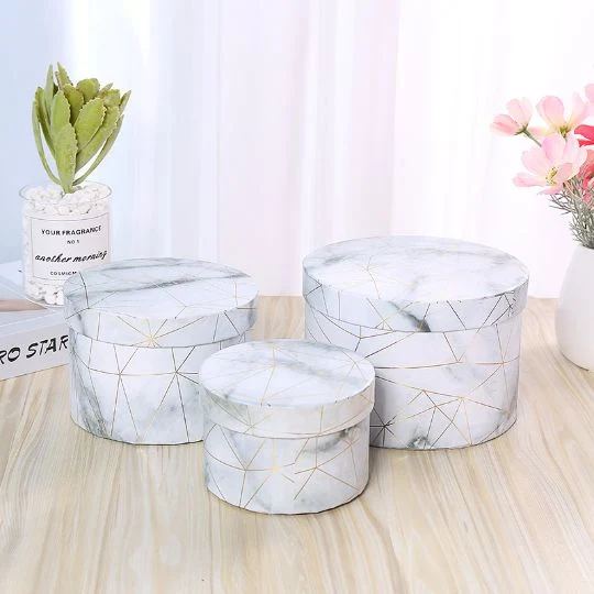 Luxury Large Cylindrical Cardboard Paper Gift Marble Boxes