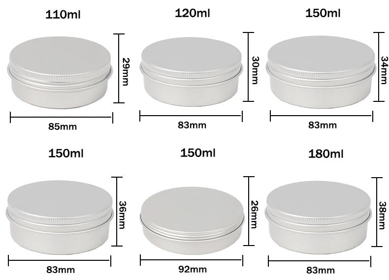 Spot Supply 5ml-400ml Small Aluminum Packaging Tin Boxes with Screw Window Lid Caps