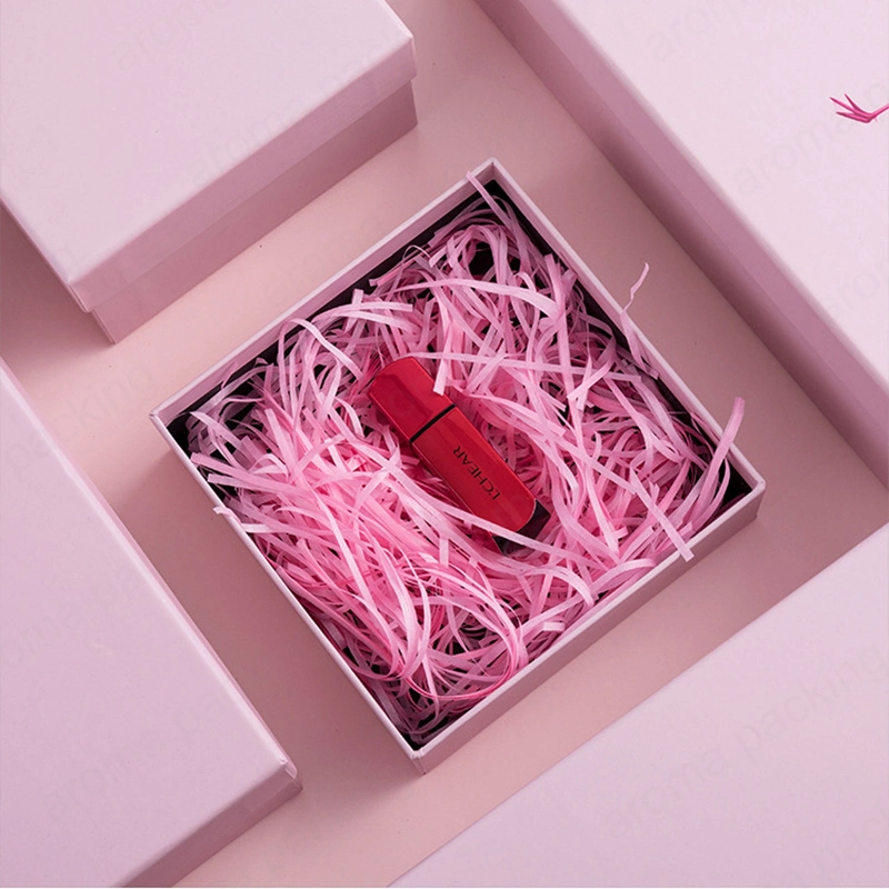 Custom Pink Packaging Gift Box with Shredded Paper Filler