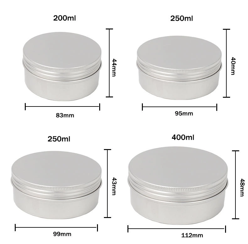 Spot Supply 5ml-400ml Small Aluminum Packaging Tin Boxes with Screw Window Lid Caps