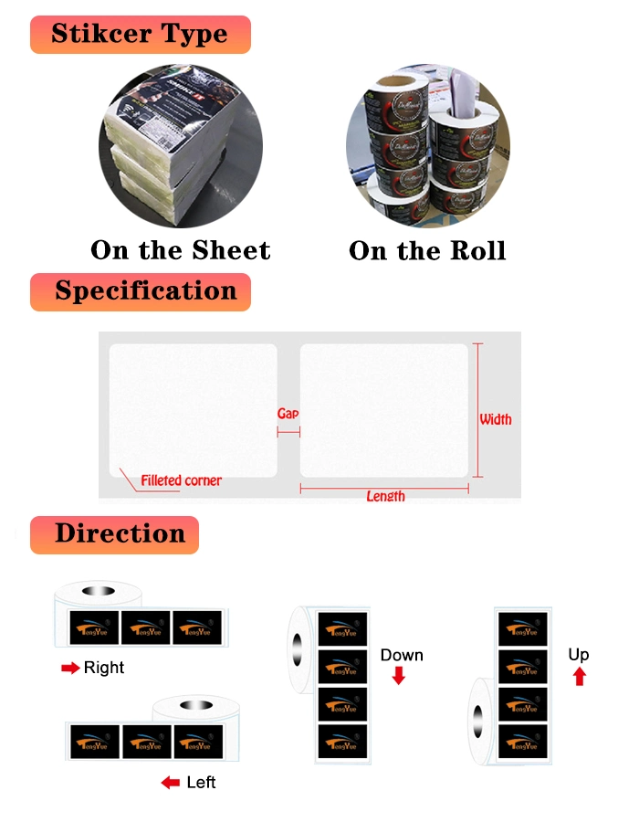 Clear Gold Foil Thermal Labels Wedding Stickers