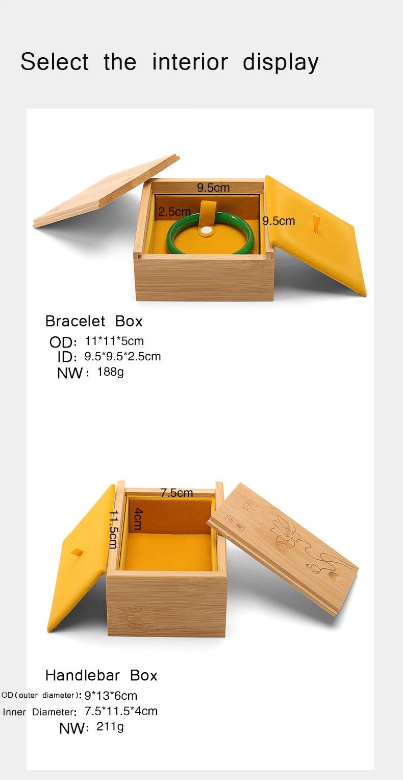 Factory Wholesale High-End Bamboo and Wood Bracelet Jade Jewelry Box Ring Pendant Gift Packing Box