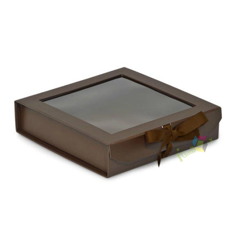 Customize Flip Top PVC Window Rigid Cardboard Magnetic Closure Custom Packaging Square Gift Box with Clear Lid