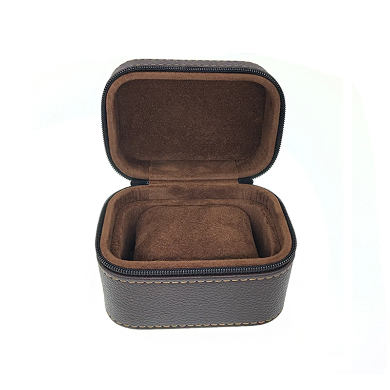 Fashion Black PU Single Simple Portable Travel Case Anti-Seismic and Pressure-Proof Leather Watch Box