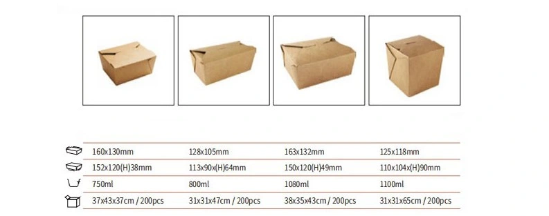 Kraft Paper Take out Food Container Kraft Lunch Meal Takeout Box Large Disposable Brown Storage to Go Packaging