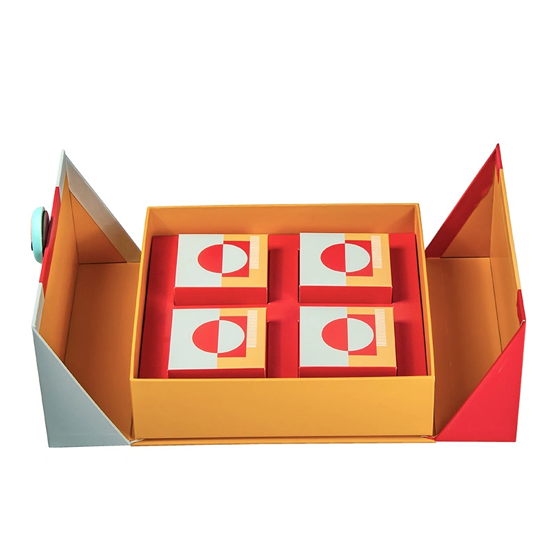 Customized Innovative Moon Cake Gift Box High-End Paper Gift Packing with Gold Cardboard Lining