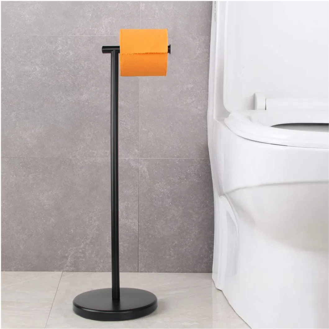 Bathroom Free Standing Tissue Roll Holder Metal Toilet Paper Roll Holder Stand