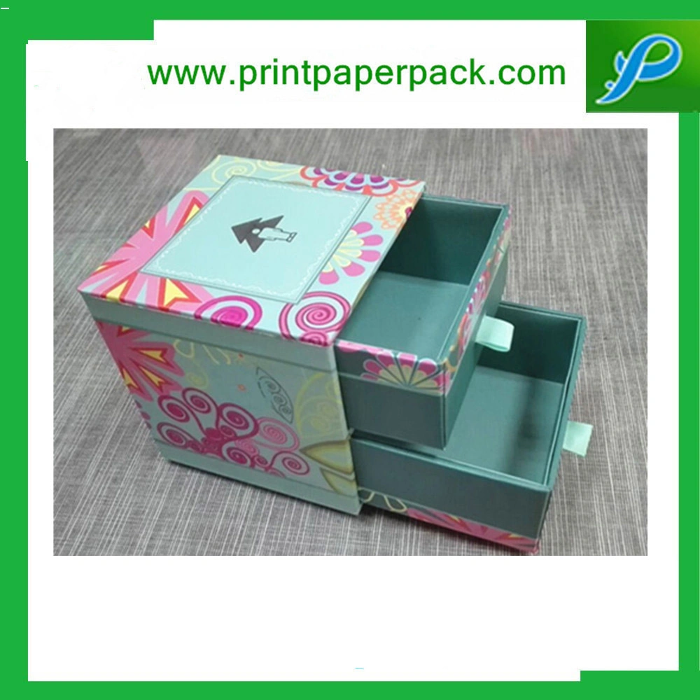 Top Elegant Pull out Paper Cardboard Two-Story Drawer Box, Jewellery Packaging Storage Box