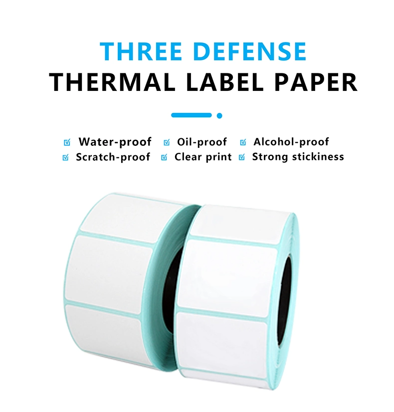 Factory Wholesale Waterproof Direct Thermal Self Adhesive Paper Barcode Sticker Labels Roll for Portable Printer