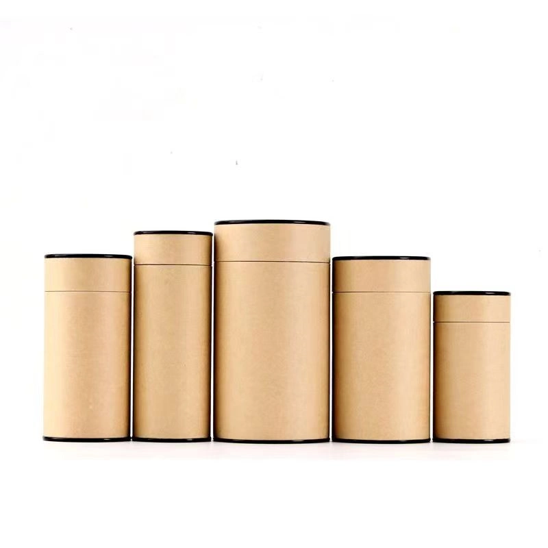 Wholesale Kraft Paper Cylinder Packaging Creative Portable Blank Gift Box with Two Different Lids