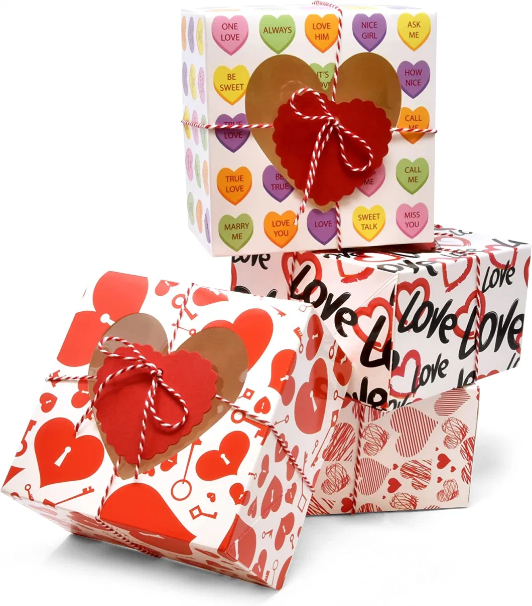 White Paper Cardboard Recycled Gift Boutique Heart Valentines Day Packaging Boxes