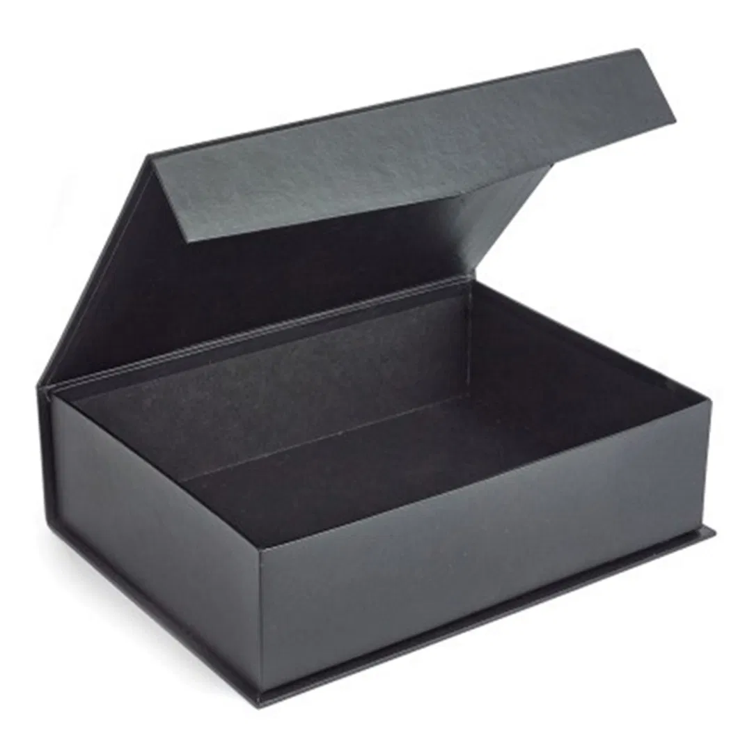 Luxury Black Book Shaped Rigid Cardboard Foldable Gift Box Custom Print Paper Clamshell Magnetic Gift Box